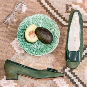 Vintage green suede pumps size 7.5